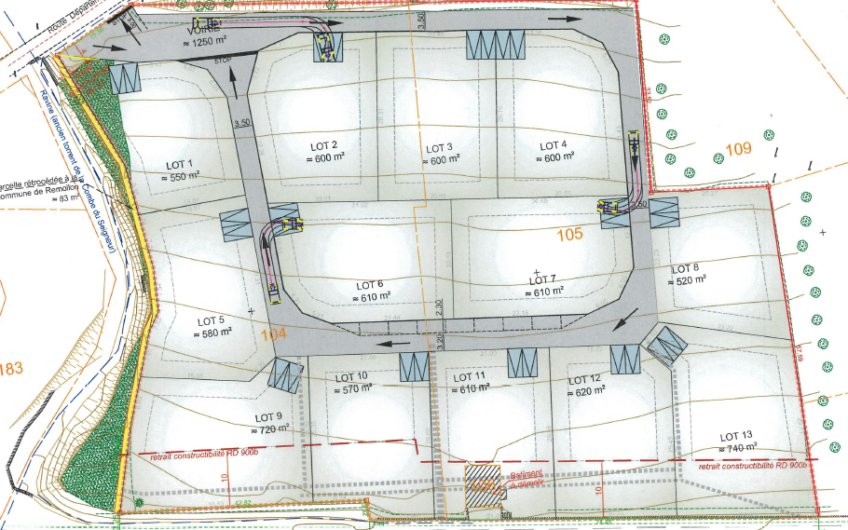 13 TERRAINS A BATIR VIABILISES DE 520 A 740 M², VUE DEGAGEE ET LIBRE CONSTRUCTEUR